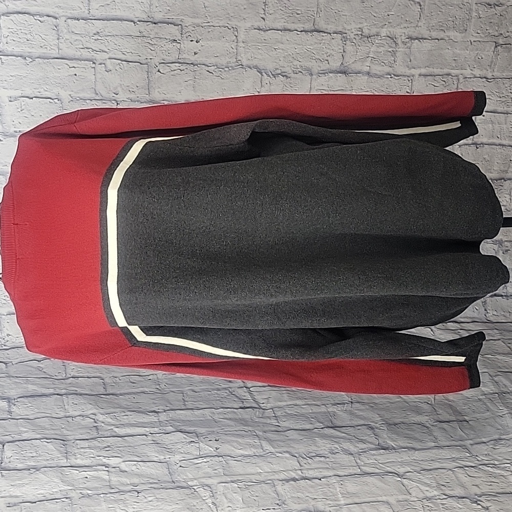 Eddie Bauer Men’s XL/TG Colorblock Crewneck Sweater Red Gray Black - Picture 7 of 8